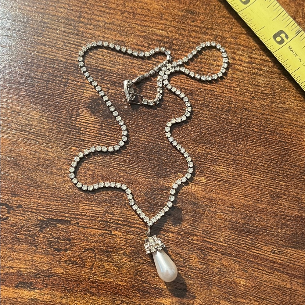 Rhinestone and pearl necklace